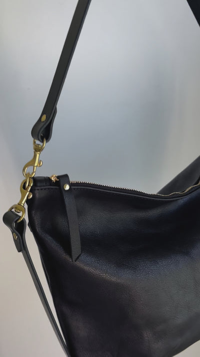 SUMMER SECONDS SALE - Large Slouchy Hobo Crossbody - Black No. 1