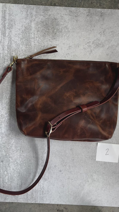 Summer Seconds Sale - Crossbody Bag with Monogram - Dark Brown Pull Up No. 2