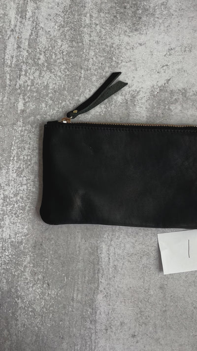 Summer Seconds Sale - Personalized Leather Zip Clutch - Soft and Slouchy Black No. 1