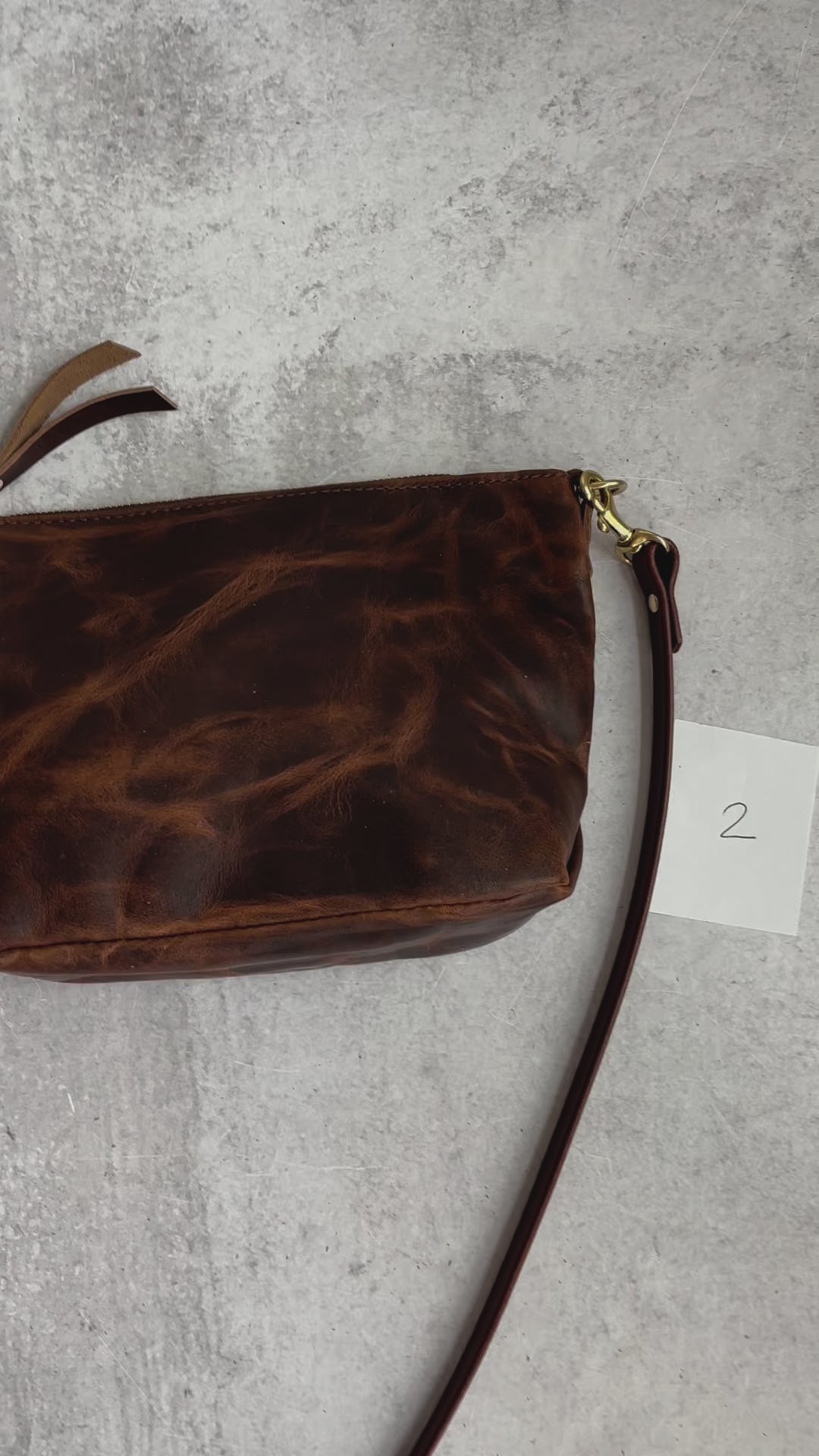 Summer Seconds Sale - Small Leather Convertible Crossbody Clutch Bag - Dark Brown Pull Up No. 2