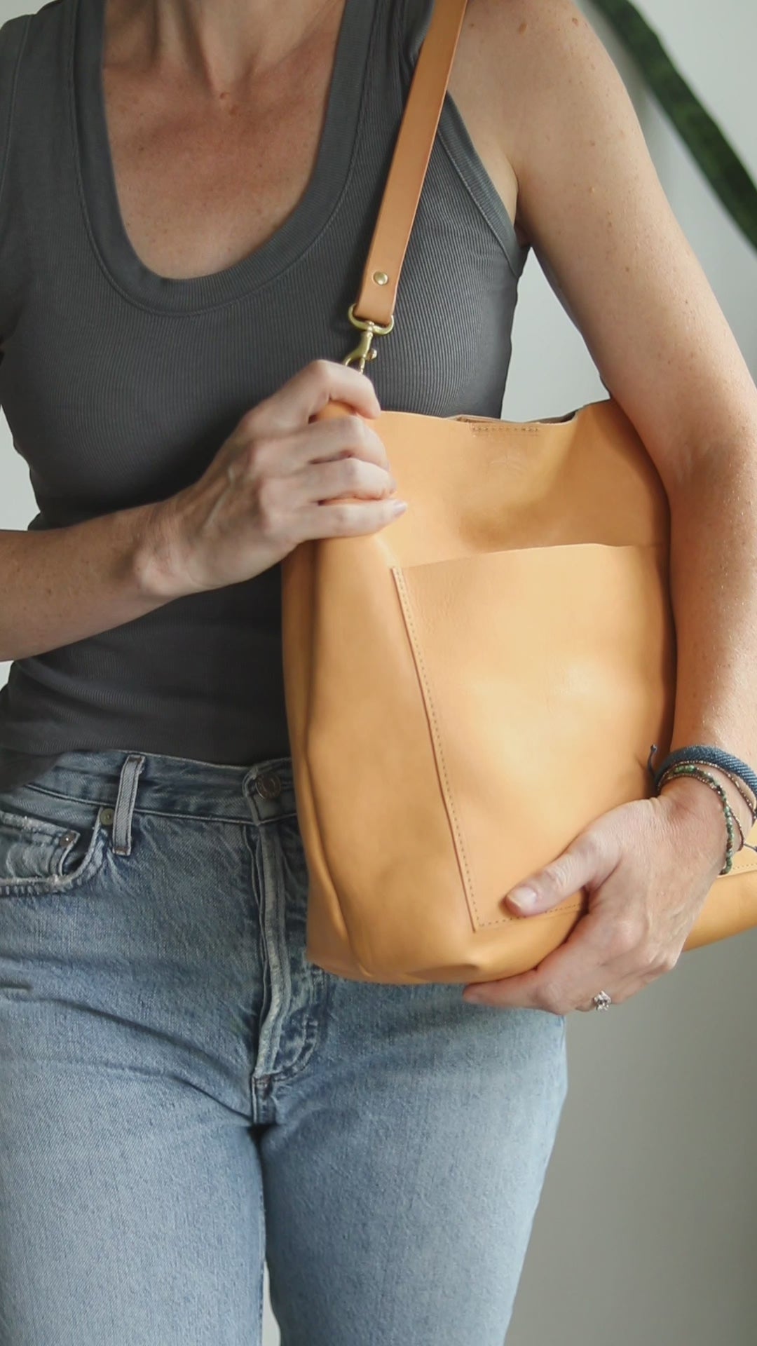 Summer Seconds Sale - Leather Day Bag - Beige No. 2