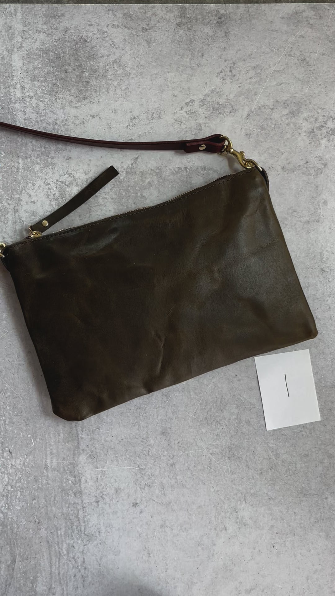 Summer Seconds Sale - Small Leather Crossbody Clutch Bag - Olive Green Harness No. 1