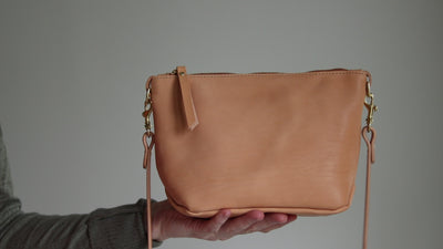 Beige Seconds Sale - Small Leather Convertible Crossbody Clutch Bag No. 1