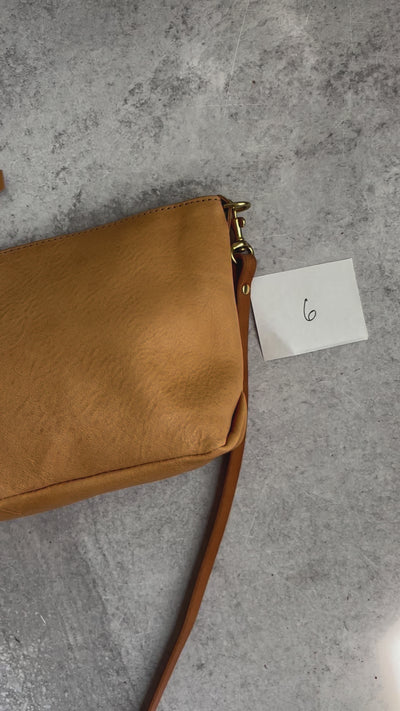 Summer Seconds Sale - Small Leather Convertible Crossbody Clutch Bag - Beige No. 6