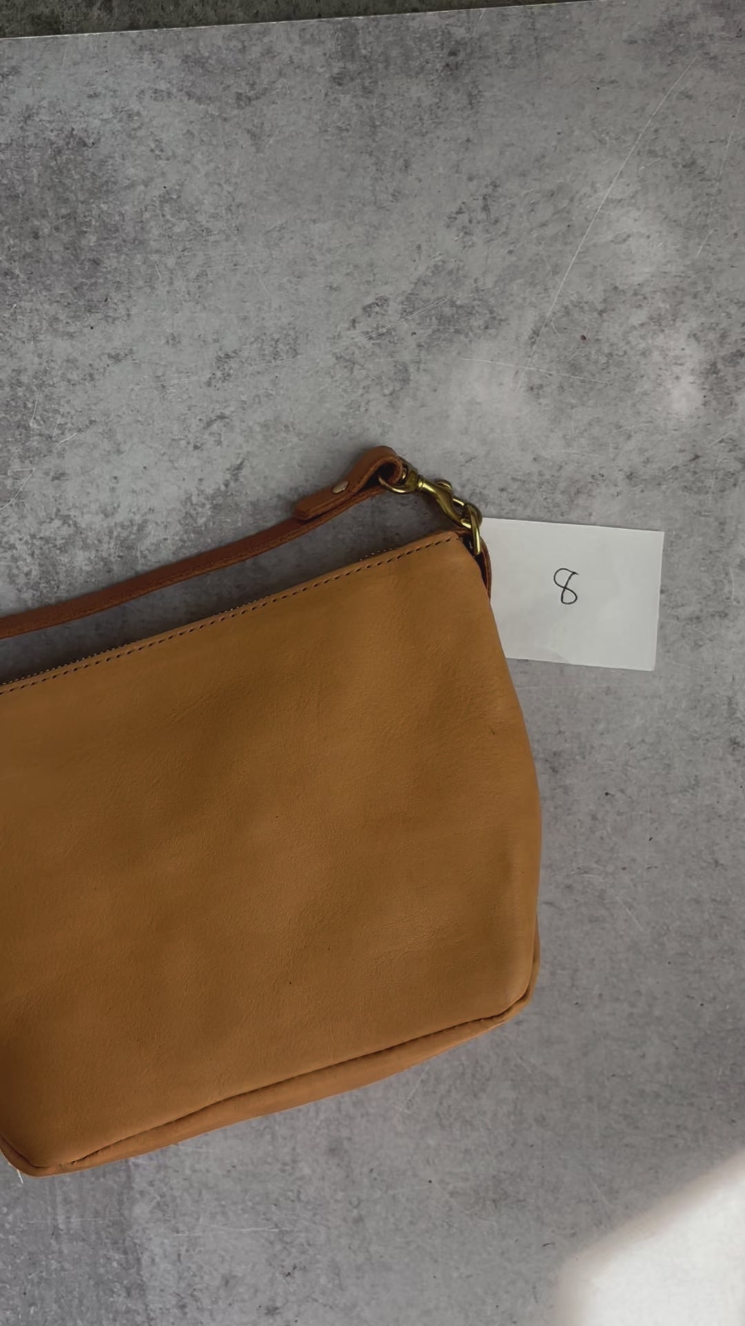 Summer Seconds Sale - Small Leather Convertible Crossbody Clutch Bag - Beige No. 8