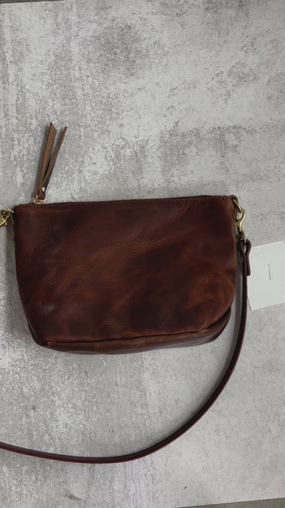 Summer Seconds Sale - Small Leather Convertible Crossbody Clutch Bag - Dark Brown Pull Up No. 1