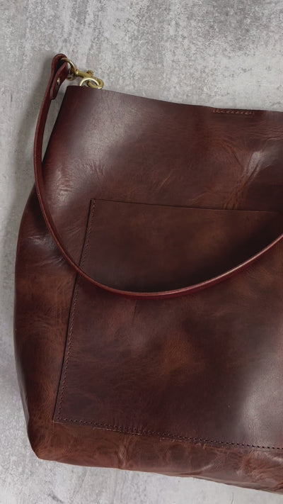 Summer Seconds Sale - Leather Day Bag - Dark Brown Pull Up No. 1