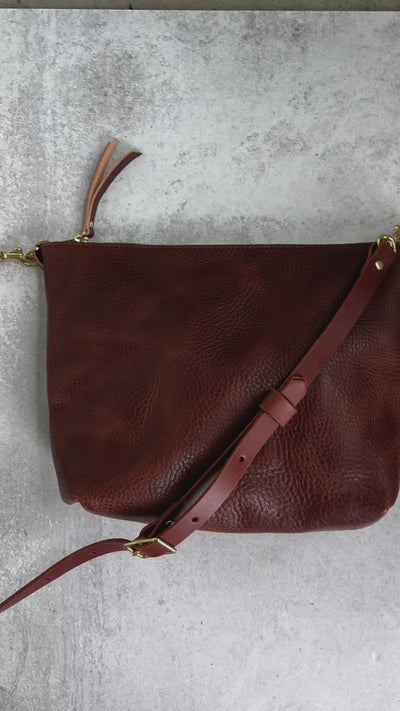 Summer Seconds Sale - Crossbody Bag with Monogram - Brown Pebble