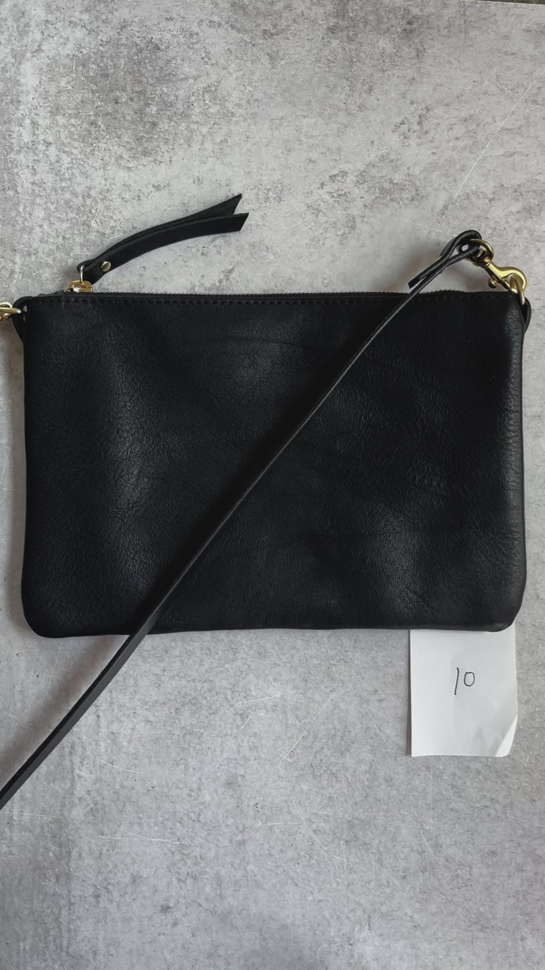 Summer Seconds Sale - Small Leather Crossbody Clutch Bag - Black Pebble No. 10