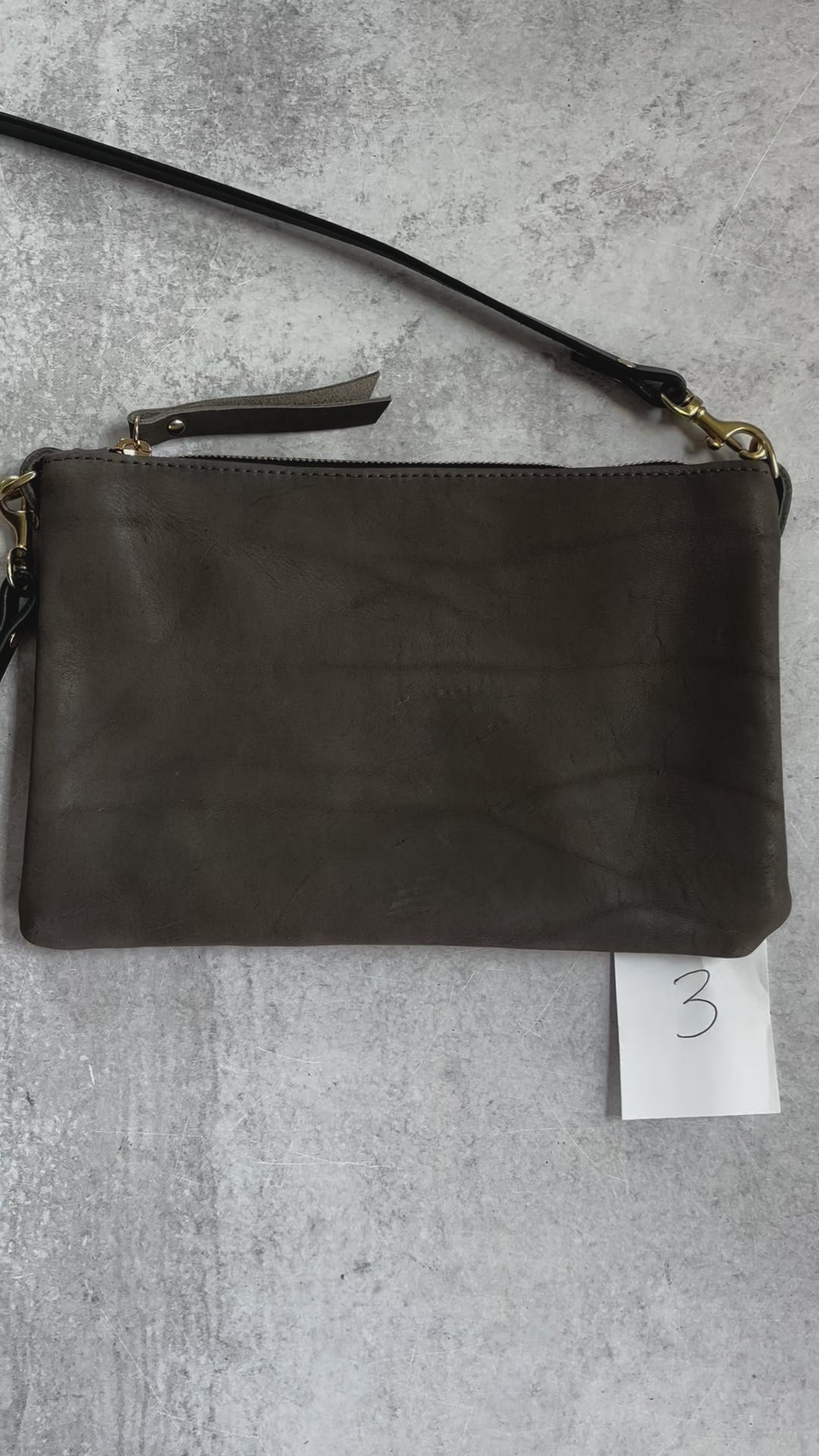 Summer Seconds Sale - Small Leather Crossbody Clutch Bag - Charcoal Gray No. 3