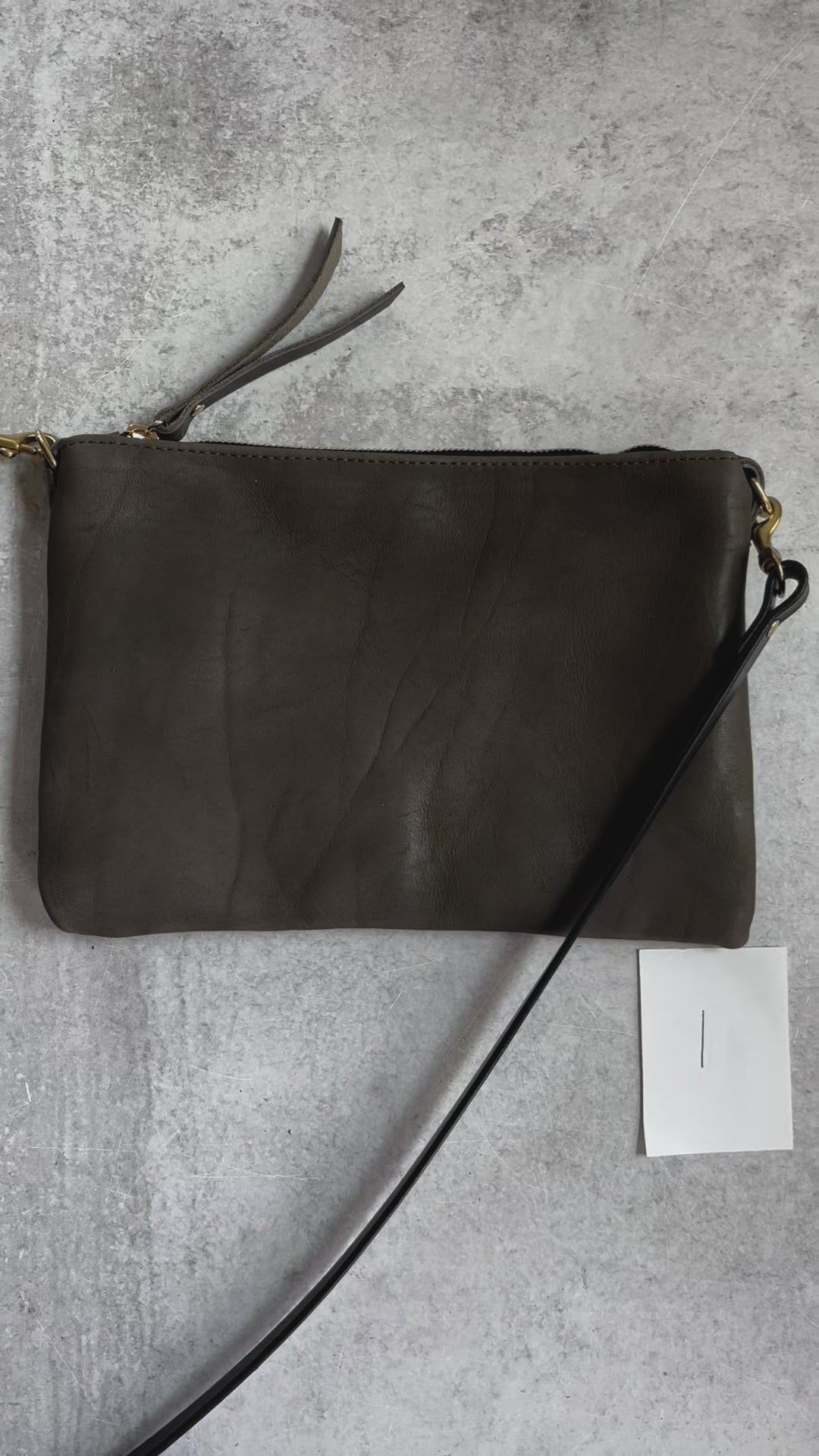 Summer Seconds Sale - Small Leather Crossbody Clutch Bag - Charcoal Gray No. 1