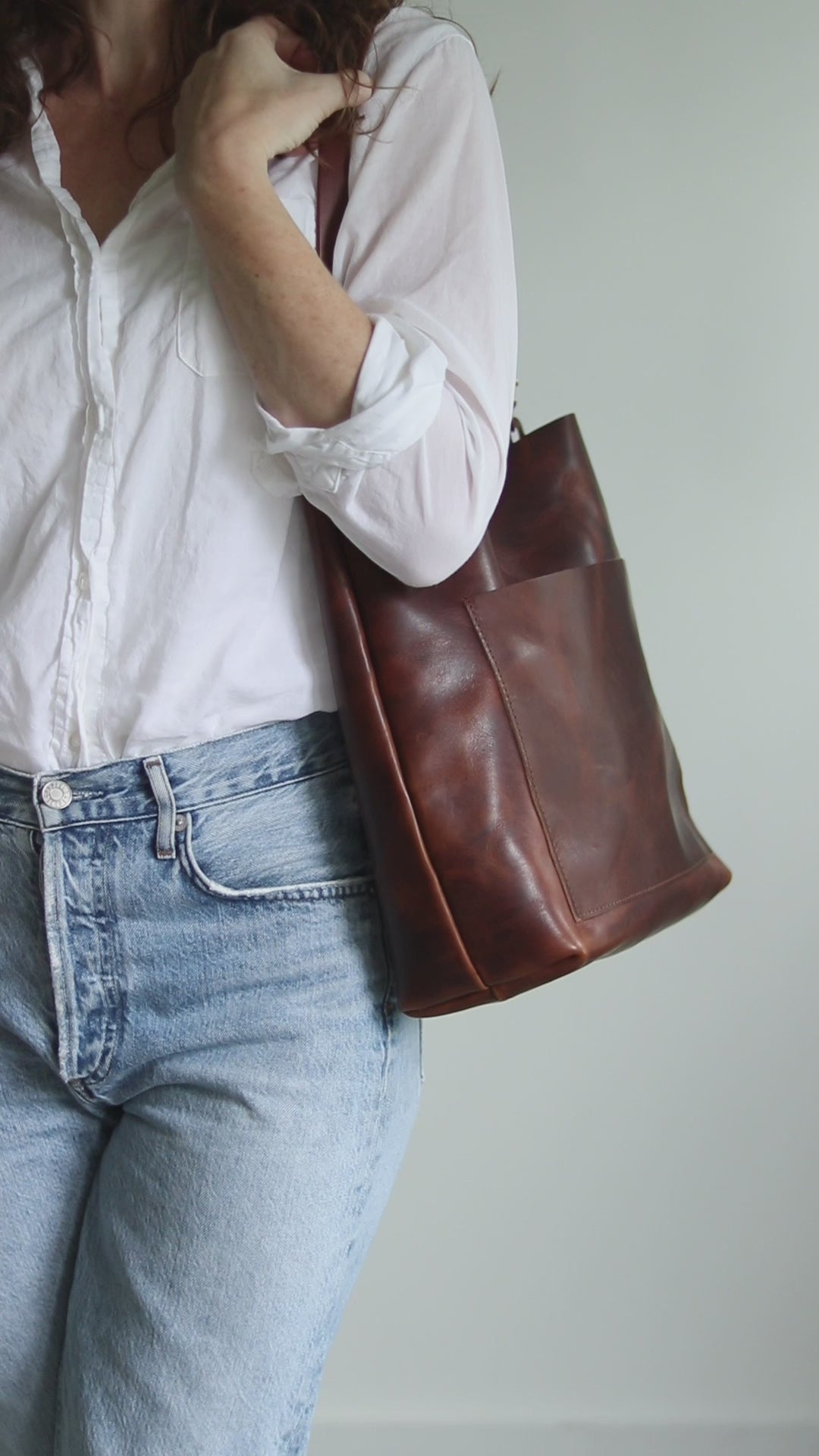 Leather Day Bag - Dark Brown Pull Up