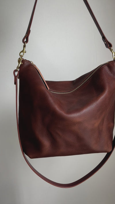 SUMMER SECONDS SALE - Large Slouchy Hobo Crossbody - Brown Pebble No. 1