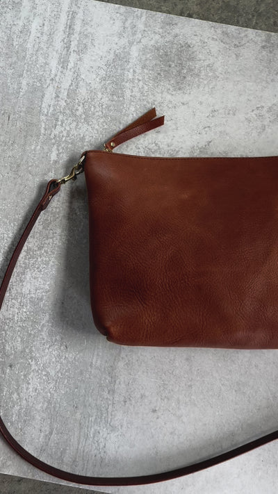 Summer Seconds Sale Crossbody Bag with Monogram - Cognac Pebble