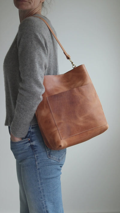 Leather Day Bag - Distressed Brown