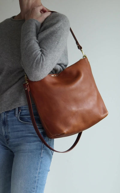 Large Slouchy Hobo Crossbody - Brown Pebble