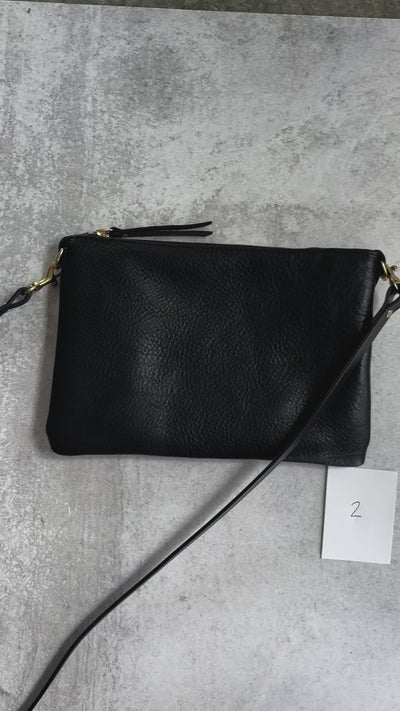 Summer Seconds Sale - Small Leather Crossbody Clutch Bag - Black Pebble No. 2