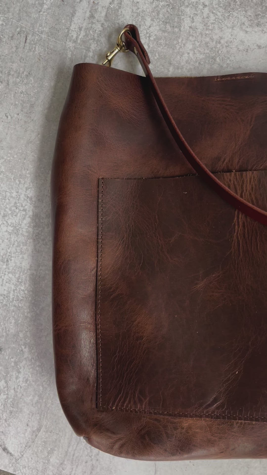 Summer Seconds Sale - Leather Day Bag - Dark Brown Pull Up No. 2