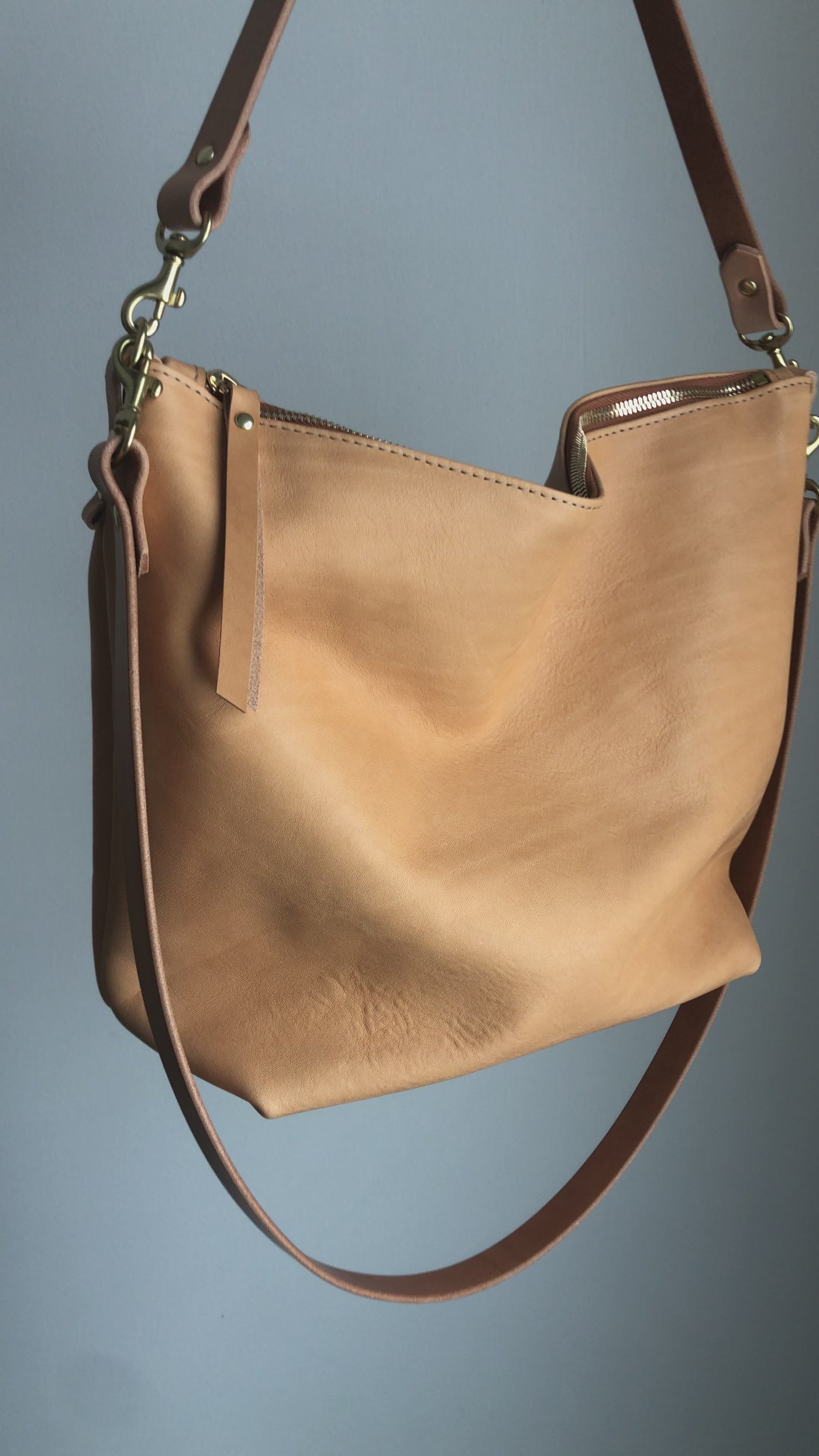 Large Slouchy Hobo Crossbody - Beige