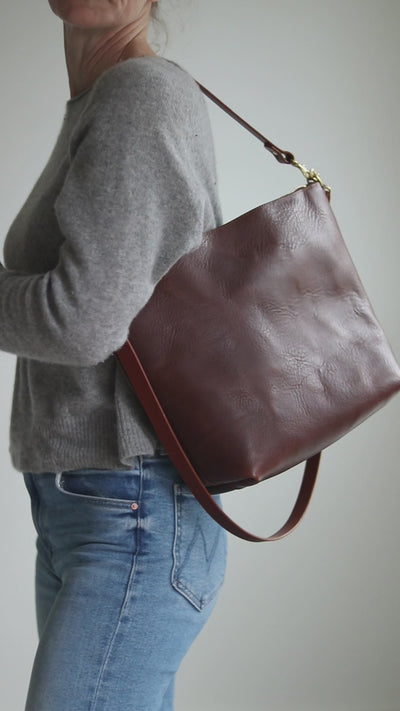 Large Slouchy Hobo Crossbody - Dark Brown