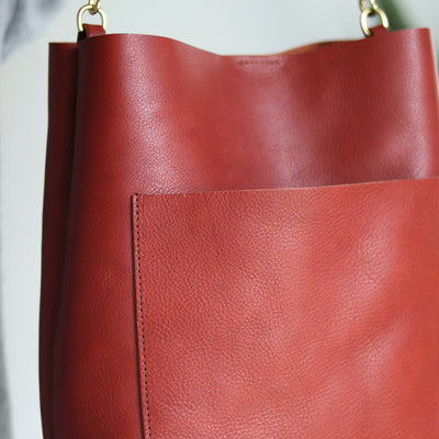 Leather Day Bag - Red Pebble