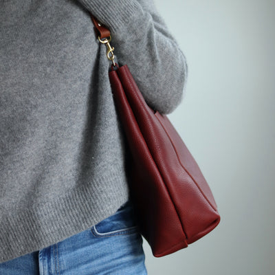 Leather Day Bag - Red Pebble