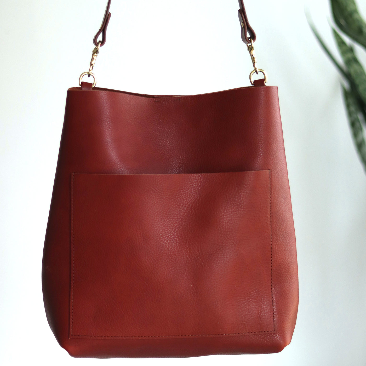 Leather Day Bag - Red Pebble