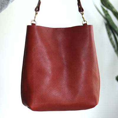 Leather Day Bag - Red Pebble