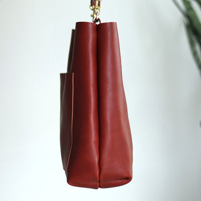 Leather Day Bag - Red Pebble