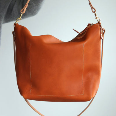 Large Slouchy Hobo Crossbody - Tan Pebble