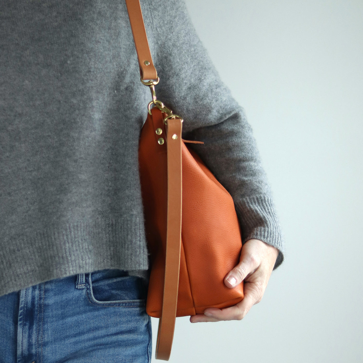 Large Slouchy Hobo Crossbody - Tan Pebble