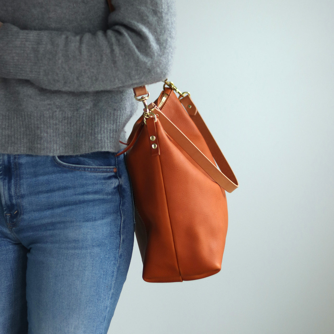 Large Slouchy Hobo Crossbody - Tan Pebble