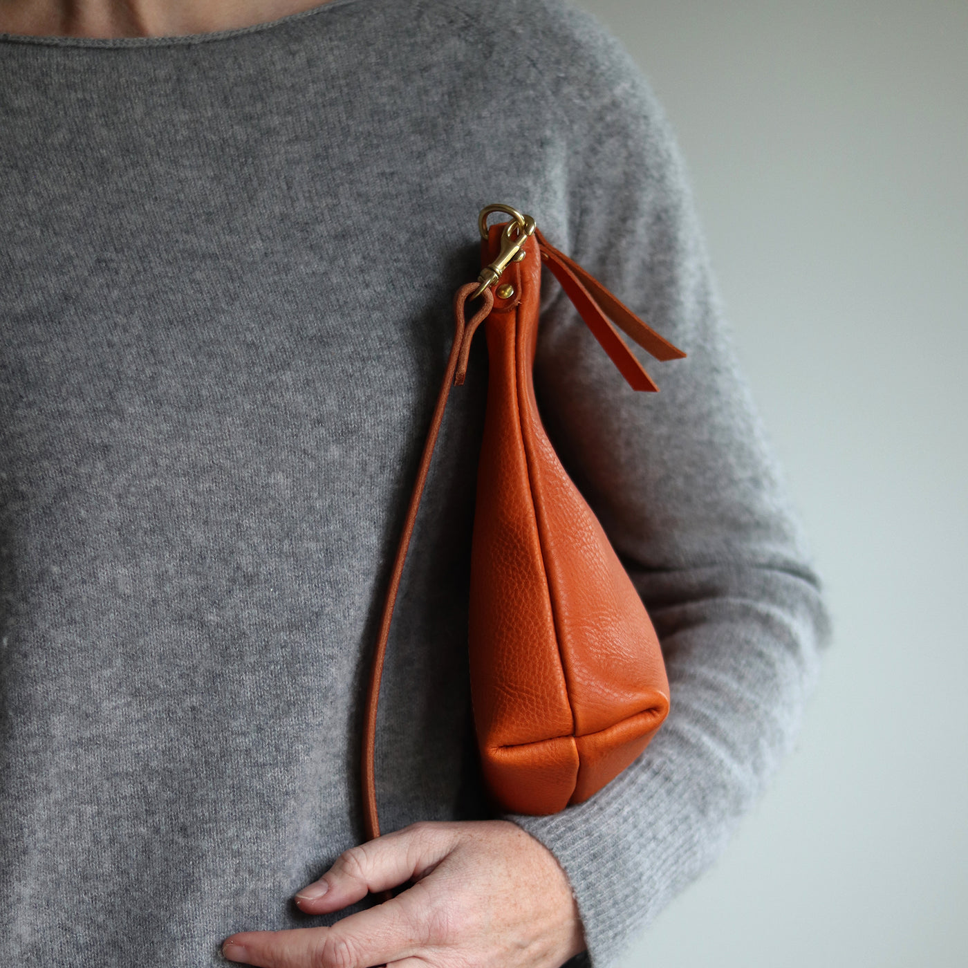 Crossbody Bag with Monogram - Tan Pebble