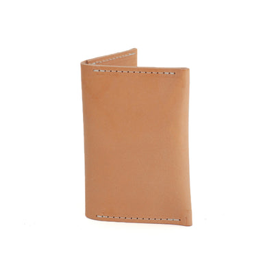 Leather Bifold Wallet with Monogram - Natural Beige