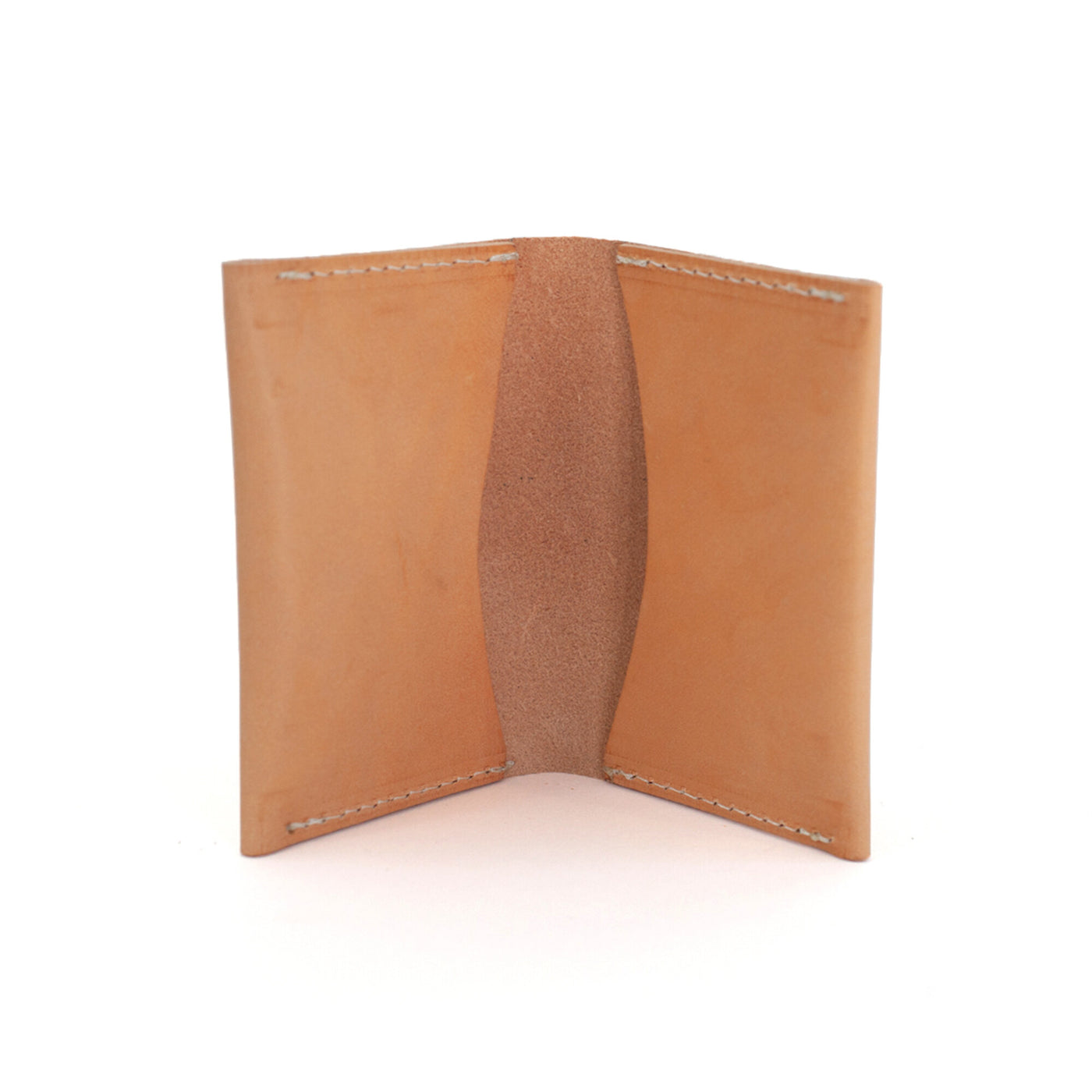 Leather Bifold Wallet with Monogram - Natural Beige