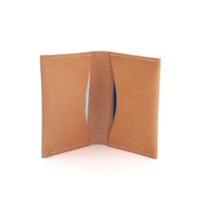 Leather Bifold Wallet with Monogram - Natural Beige