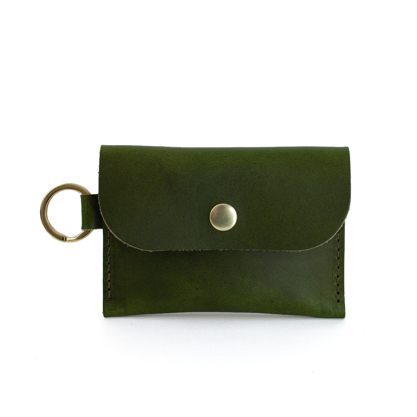 Leather Keyring Card Wallet with Monogram  - Green