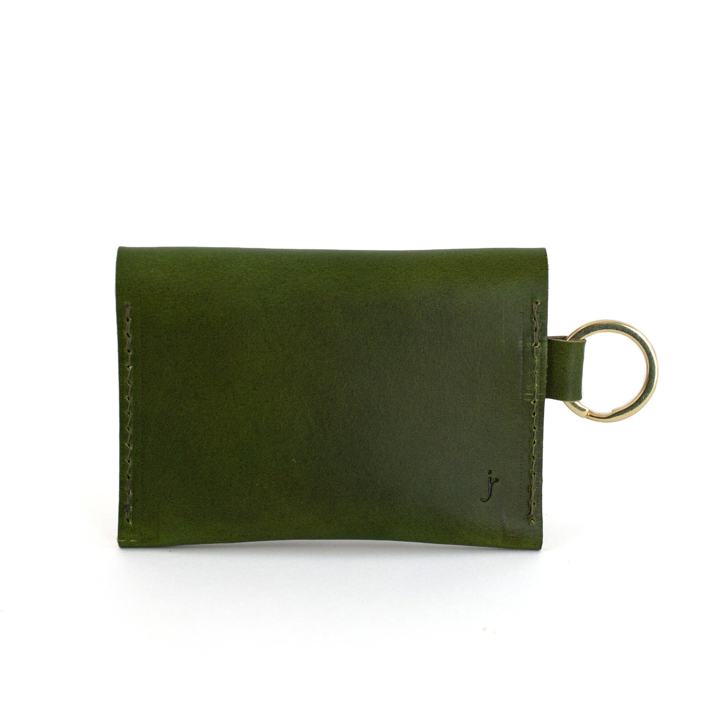 Summer Seconds Sale - Leather Keyring Card Wallet with Monogram  - Green