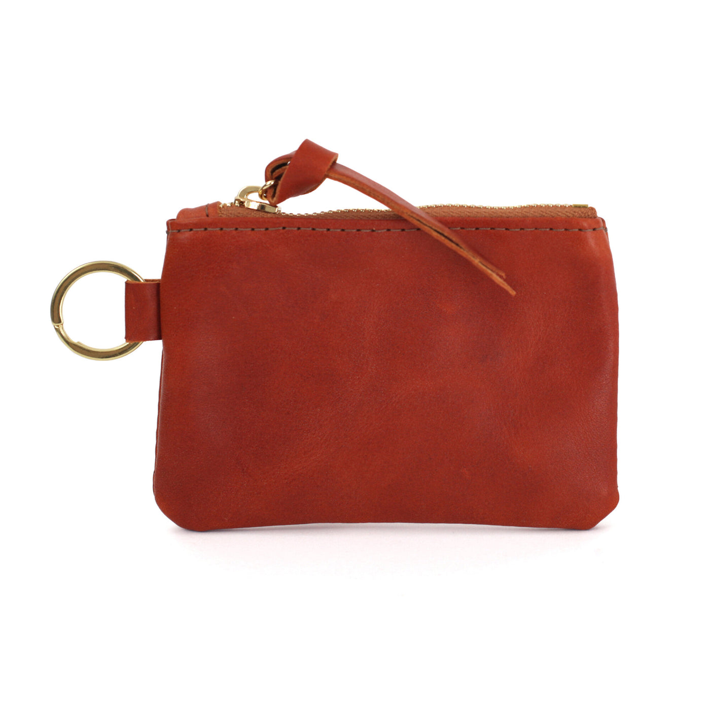 Leather Keyring Coin Purse with Monogram - Red