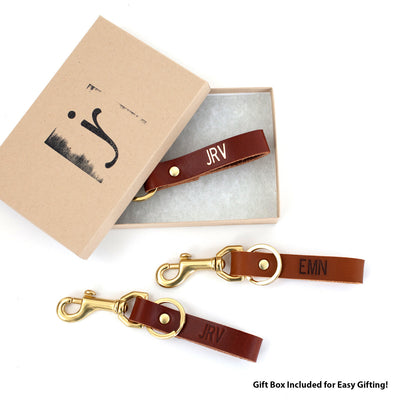 Monogrammed Leather Keychain