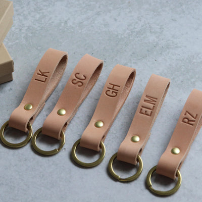 Monogrammed Leather Keychain