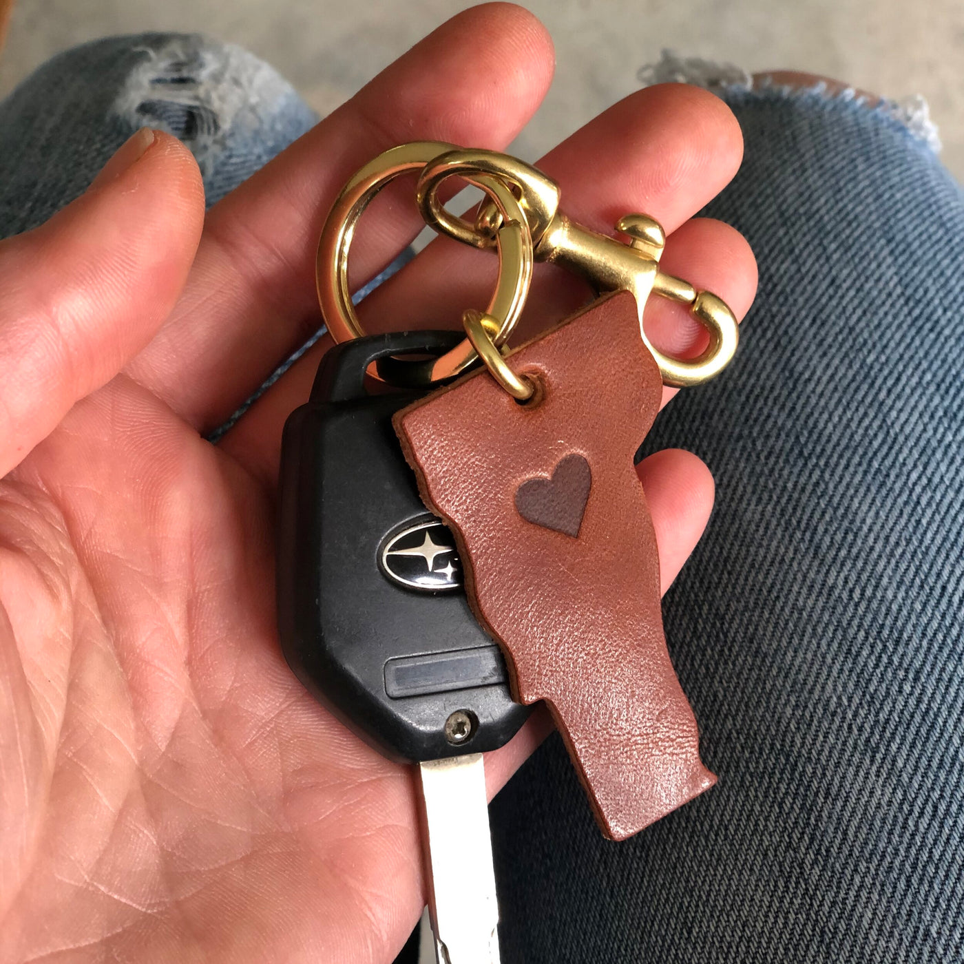 Vermont State Leather Keychain