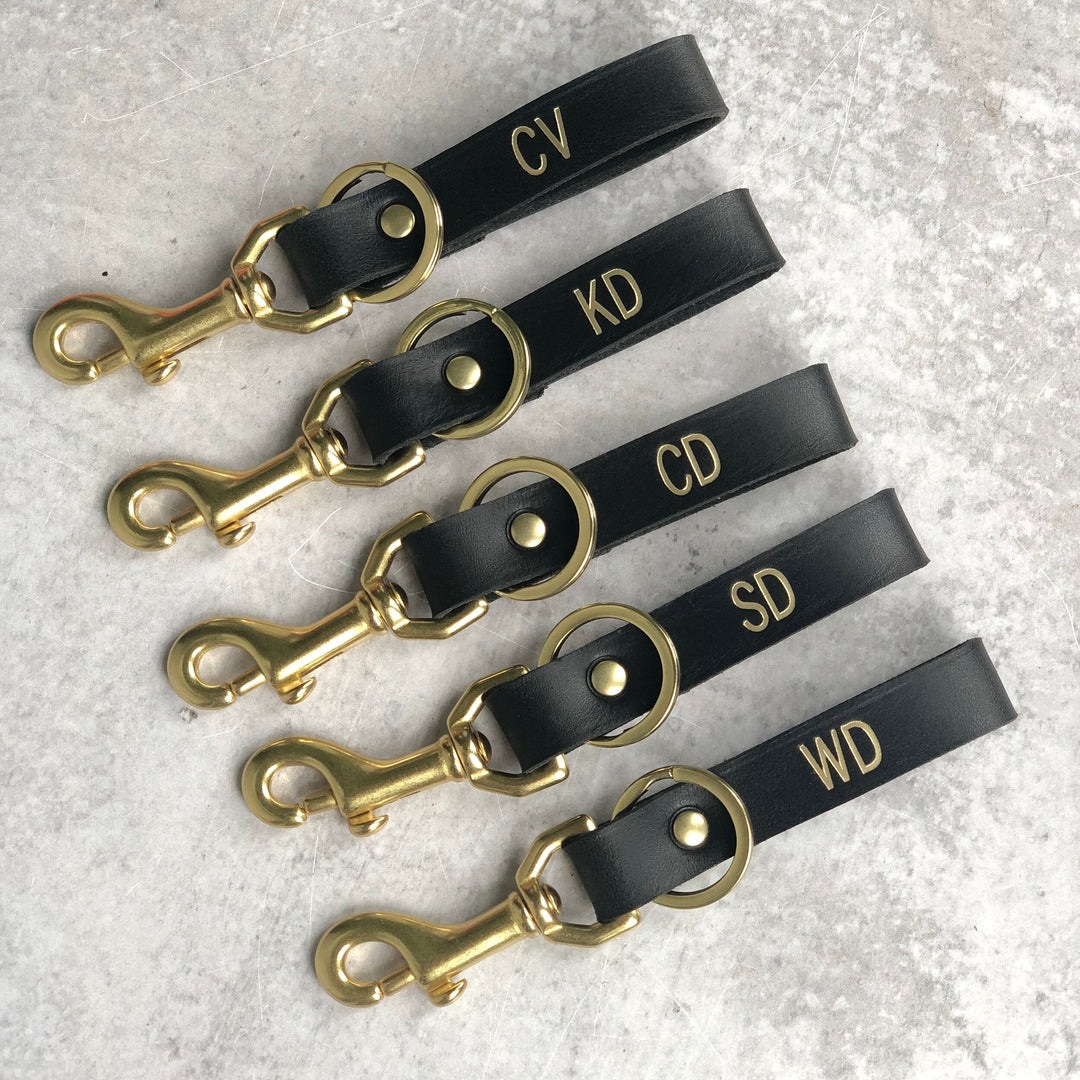 Monogrammed Leather Keychain - Vegetable Tanned Leather Monogrammed Leather Keychain - Vegetable Tanned Leather