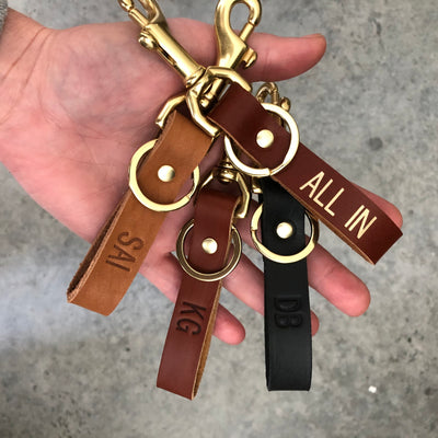 Monogrammed Leather Keychain