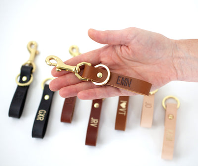 Monogrammed Leather Keychain