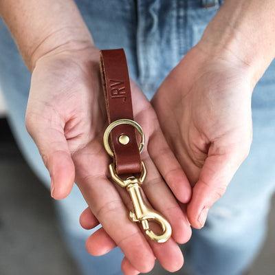 Monogrammed Leather Keychain