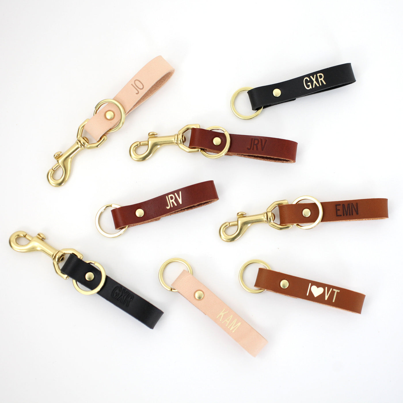 Monogrammed Leather Keychain