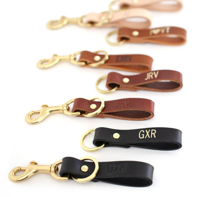 Monogrammed Leather Keychain