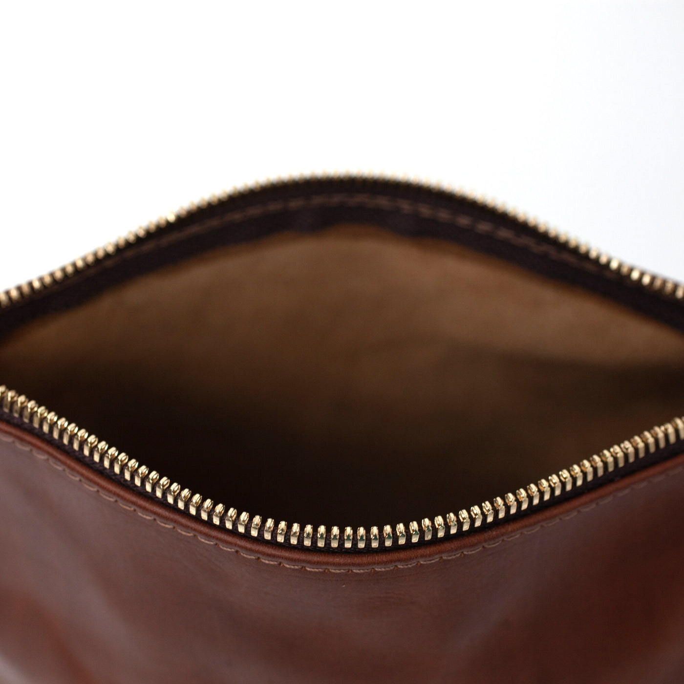 Monogrammed Leather Makeup Bag - Brown