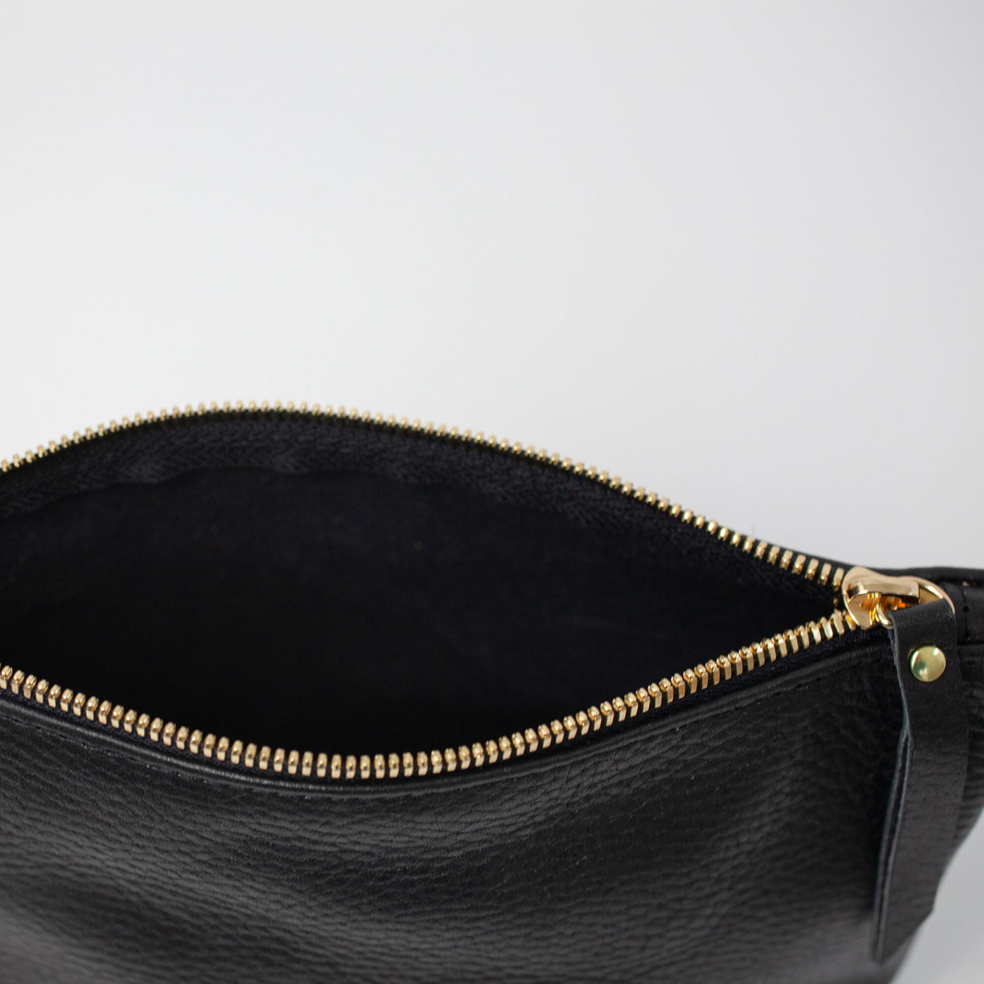 Monogrammed Leather Makeup Bag - Black Pebble